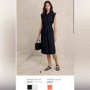 Poplin Midi Shift Shirtdress- XS
